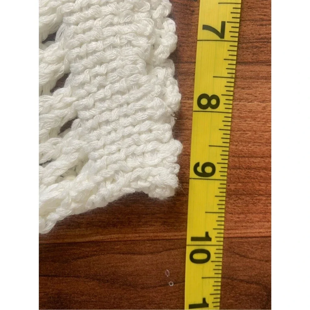 Cream Crochet Own Knit Fringe Mini Swim Cover Up Skirt Beach Resortwear M